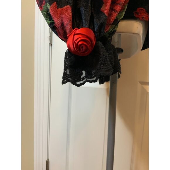 For Love & Lemons Black Red Rose Velvet Yara Top NWT $189 Size Medium - Picture 8 of 11